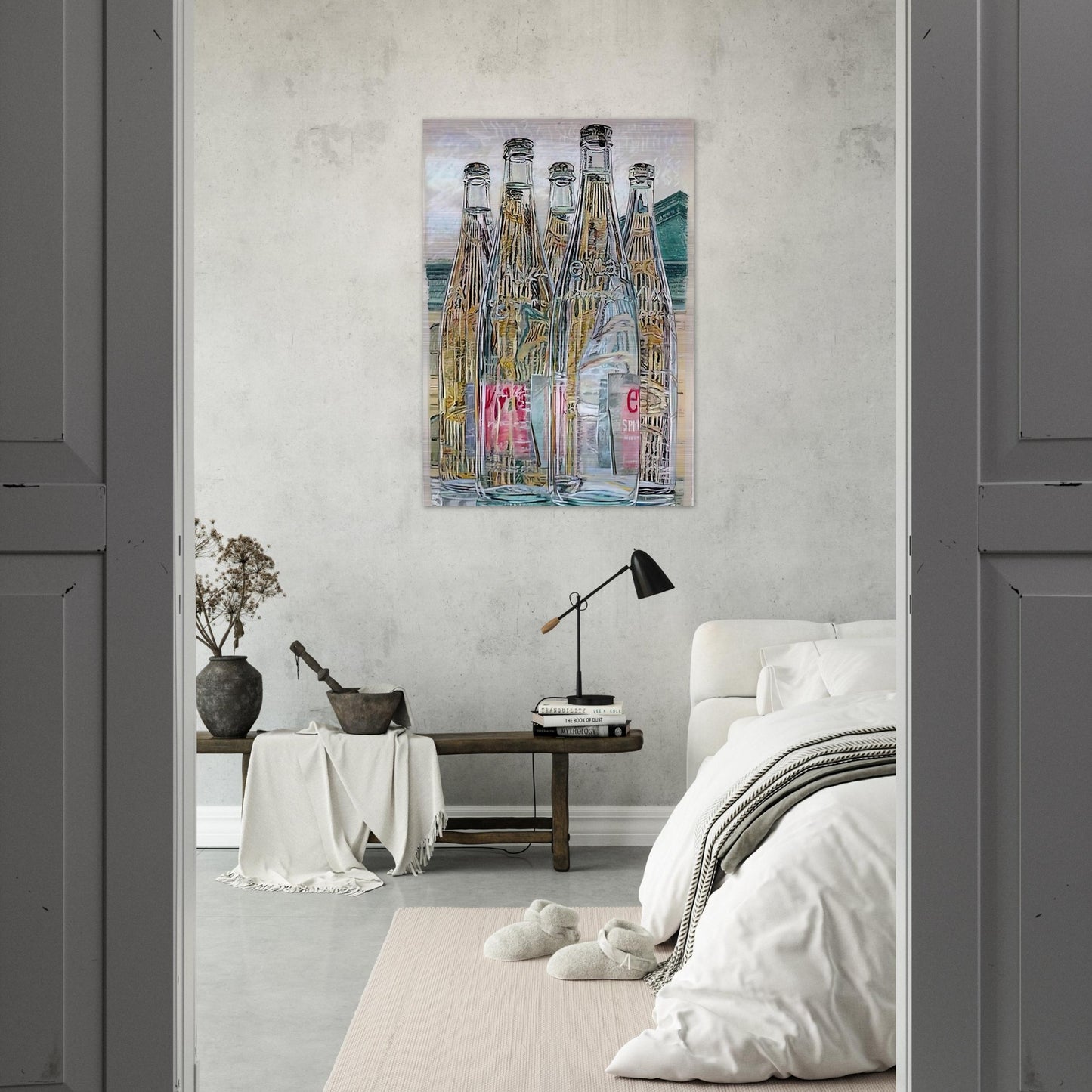 EVIAN BOTTLES 1976 - Janet Fish Brushed Aluminum Print - 70x100 cm / 28x40 inches | Janet Fish Aluminum Print | Janet Fish Prints