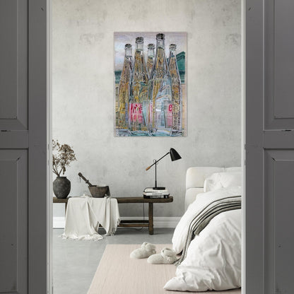 EVIAN BOTTLES 1976 - Janet Fish Brushed Aluminum Print - 70x100 cm / 28x40 inches | Janet Fish Aluminum Print | Janet Fish Prints