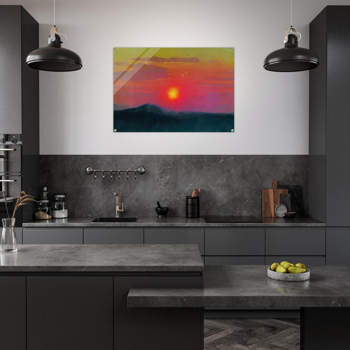 Red sunset - Arkhyp Kuindzhi Acrylic Print - 70x100 cm / 28x40″ inches | Arkhyp Kuindzhi Wall Art | Arkhyp Kuindzhi Prints