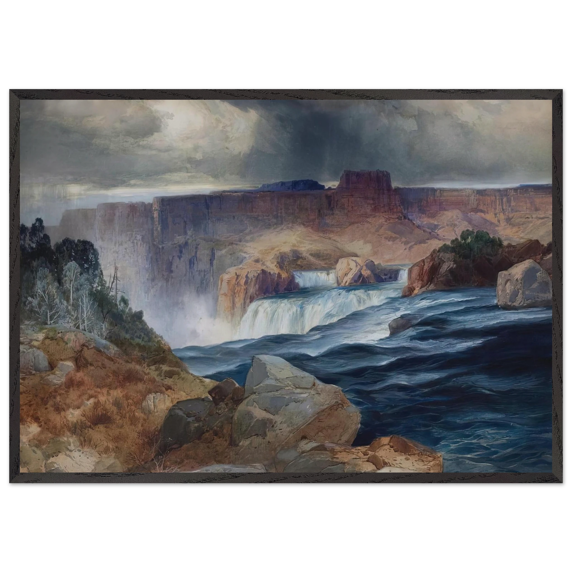 Shoshone Falls Snake River Idaho - Thomas Moran Framed Art Print – Black Wooden Frame - Default Title - -Framed Art Print