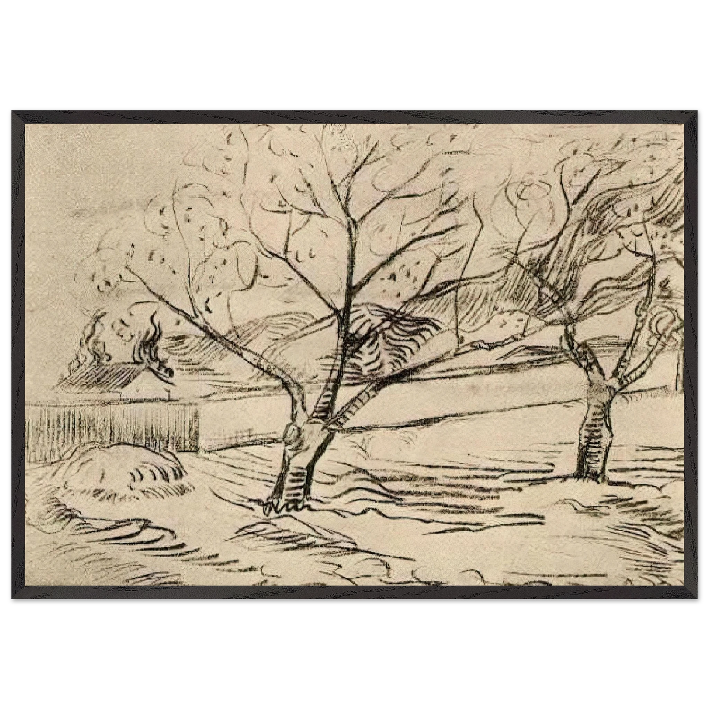 Two Trees - Vincent van Gogh Framed Art Print – Black Wooden Frame - Default Title - -Framed Art Print