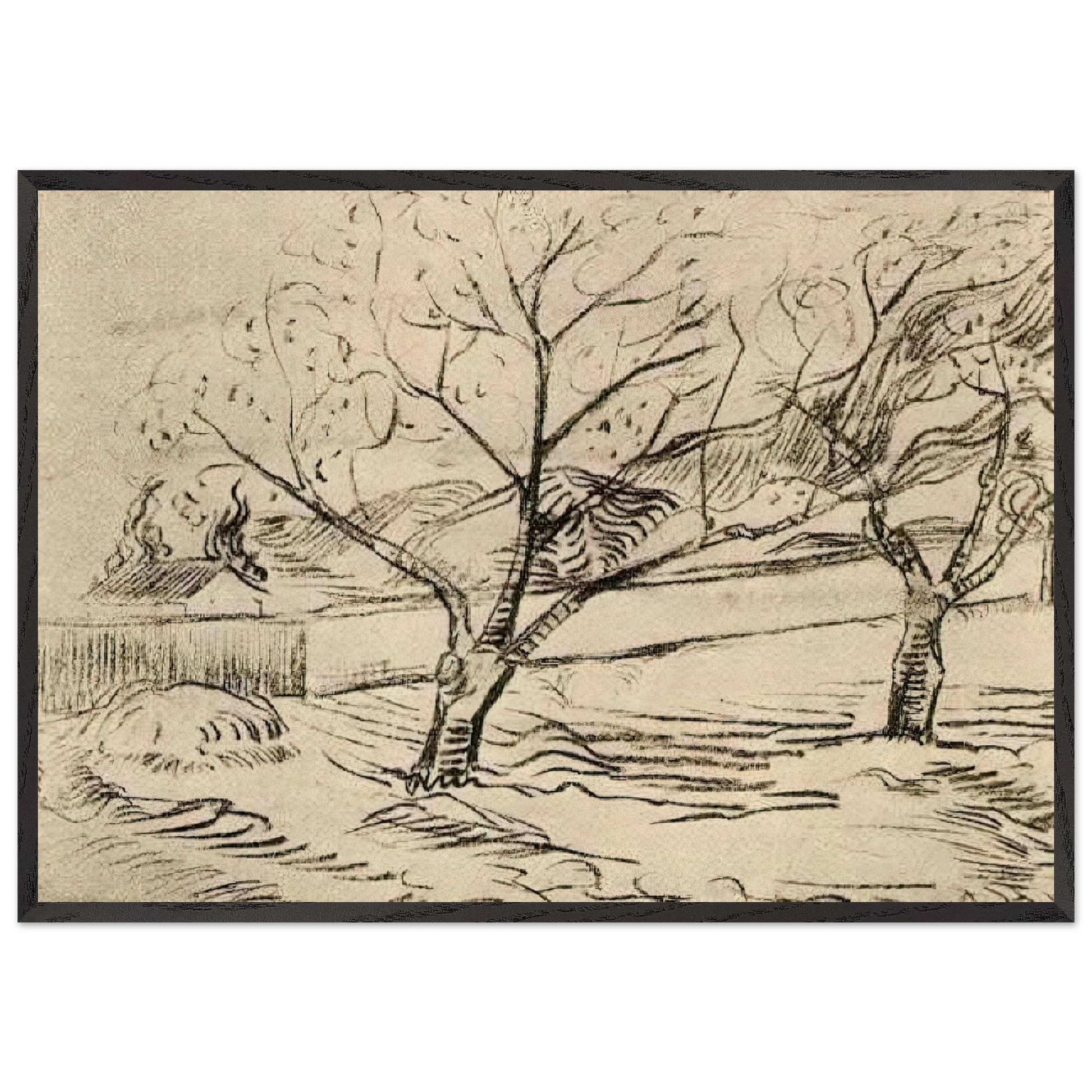 Two Trees - Vincent van Gogh Framed Art Print – Black Wooden Frame - Default Title - -Framed Art Print