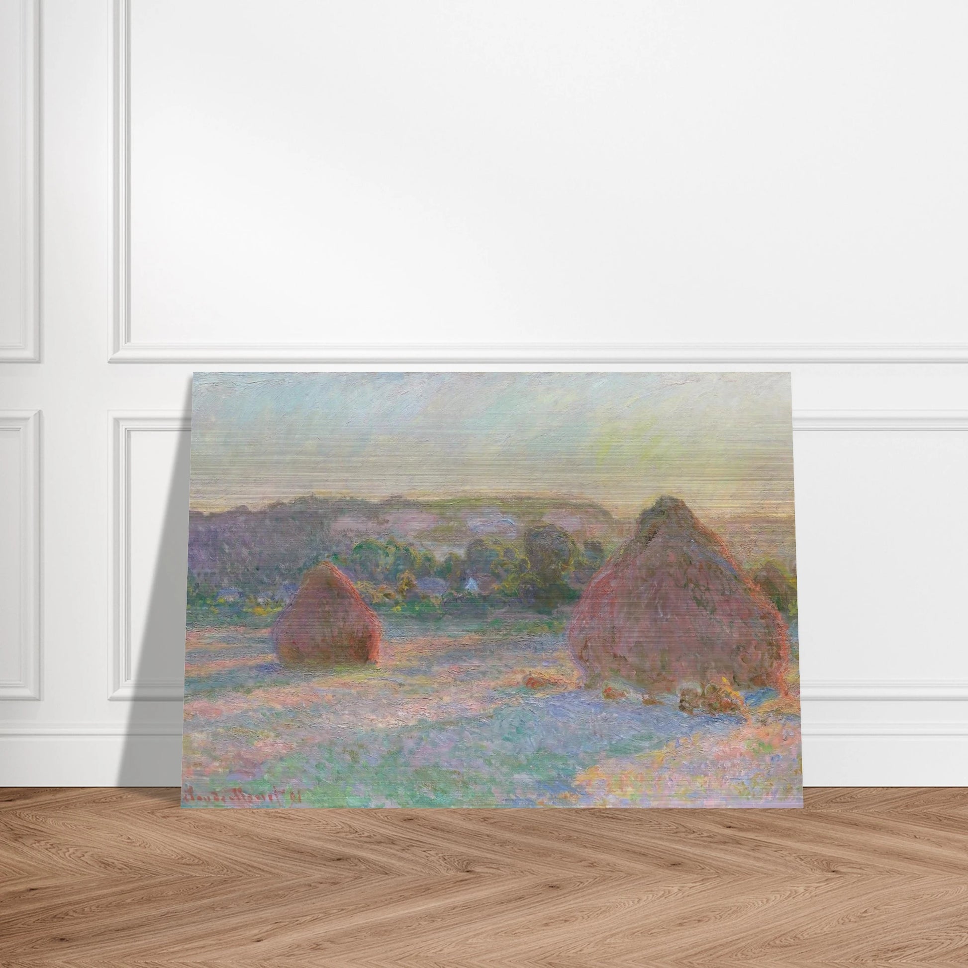 Stacks of Wheat End of Summer - claude monet Brushed Aluminum Print - 70x100 cm / 28x40 inches | claude monet Aluminum Print | claude monet Prints