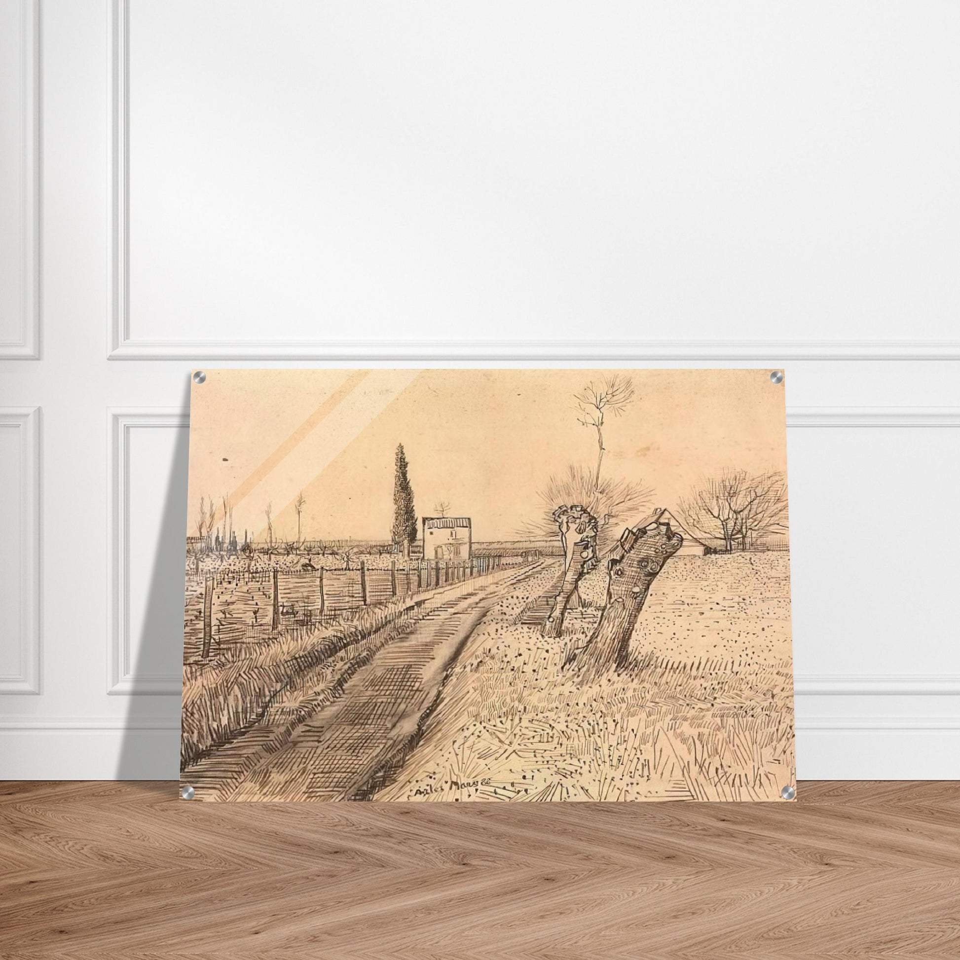 Landscape with Path and Pollard Trees - Vincent van Gogh Acrylic Print - 70x100 cm / 28x40″ inches