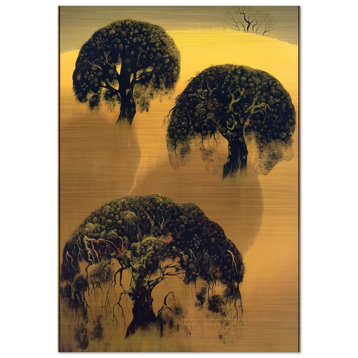Three Oaks - Eyvind Earle Brushed Aluminum Print - 70x100 cm / 28x40 inches | Eyvind Earle Aluminum Print | Eyvind Earle Prints