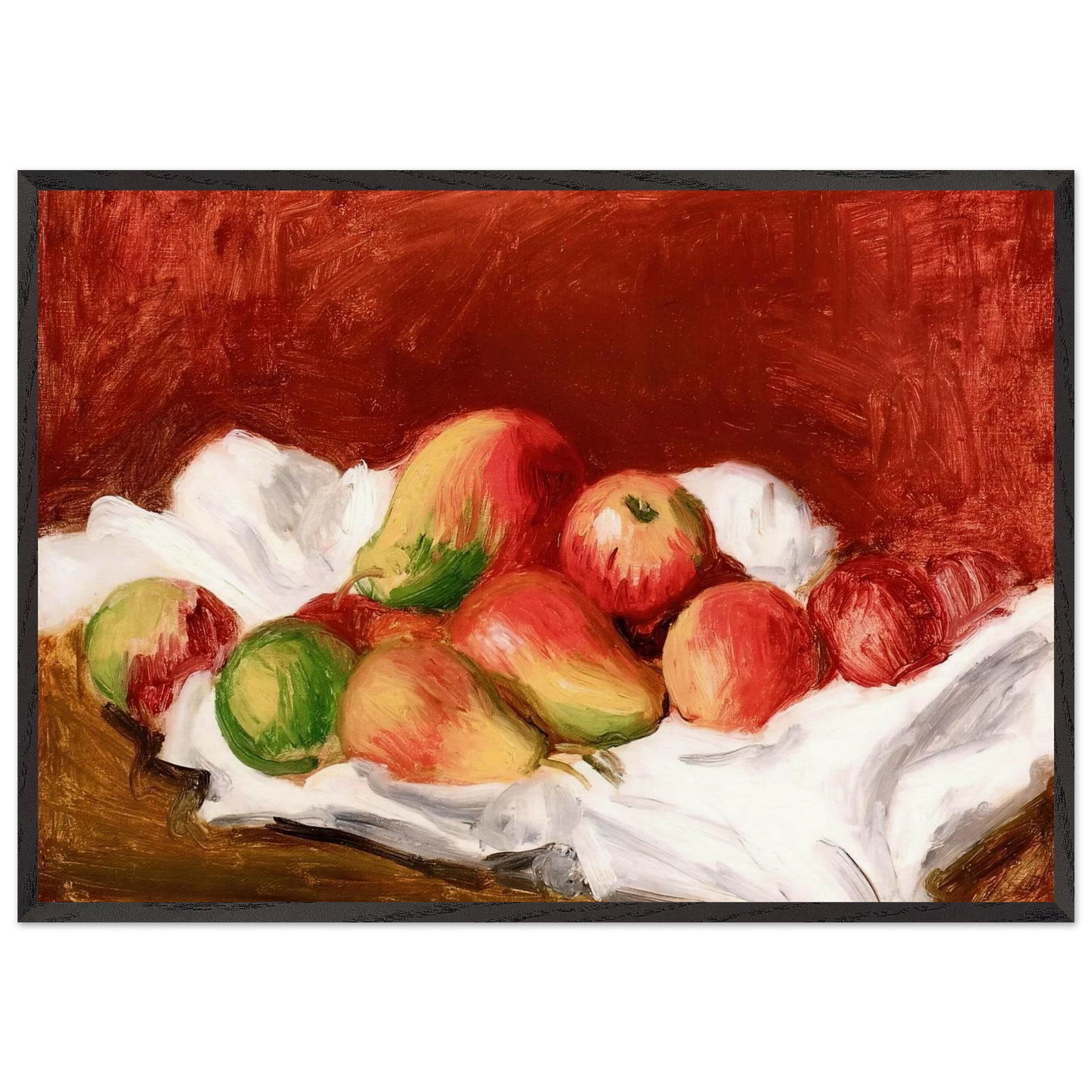 Pears and Apples - Pierre-Auguste Renoir 70x100 cm / 28x40 inches Framed Art Print – Black Wooden Frame