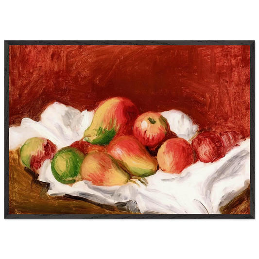 Pears and Apples - Pierre-Auguste Renoir 70x100 cm / 28x40 inches Framed Art Print – Black Wooden Frame