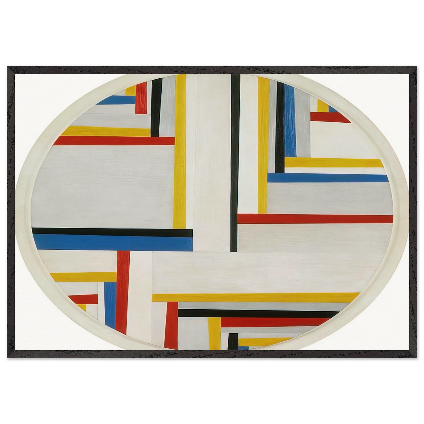 Relational painting Tondo 4 - 1946 - Fritz Glarner Framed Art Print – Black Wooden Frame - Default Title - -Framed Art Print