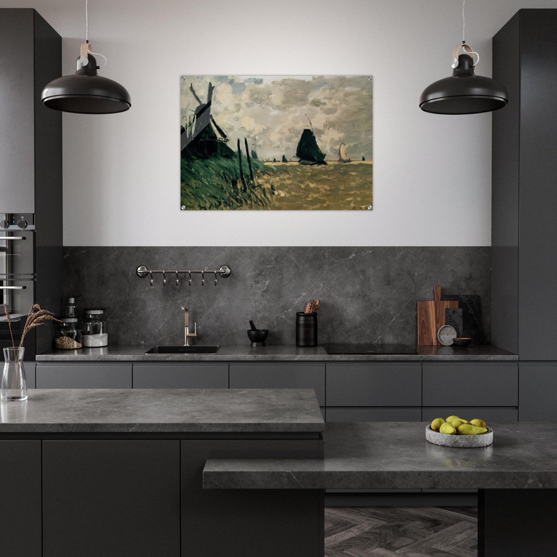 A Windmill near Zaandam - claude monet Acrylic Print - 70x100 cm / 28x40″ inches