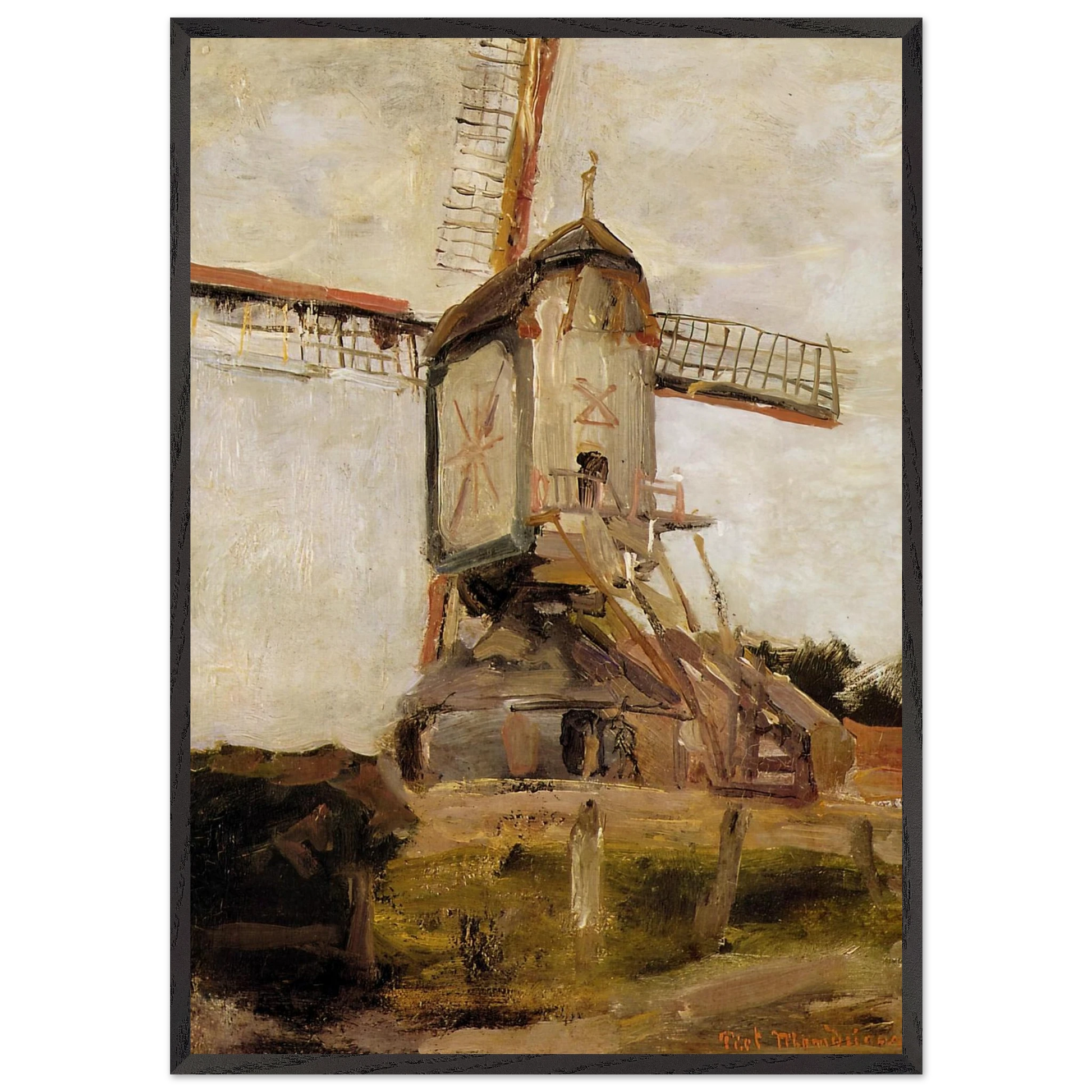Mill of Heeswijk Sun - Piet Mondrian Framed Art Print – Black Wooden Frame - Default Title - -Framed Art Print