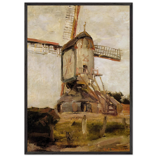 Mill of Heeswijk Sun - Piet Mondrian 70x100 cm / 28x40 inches Framed Art Print – Black Wooden Frame