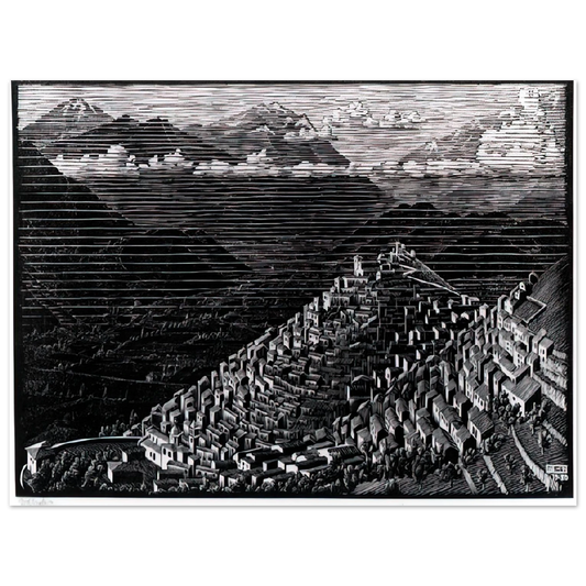 MC Escher - MORANO CALABRIA Wall Art - 21x29.7 cm / 8x12" - Fine Art Poster - -