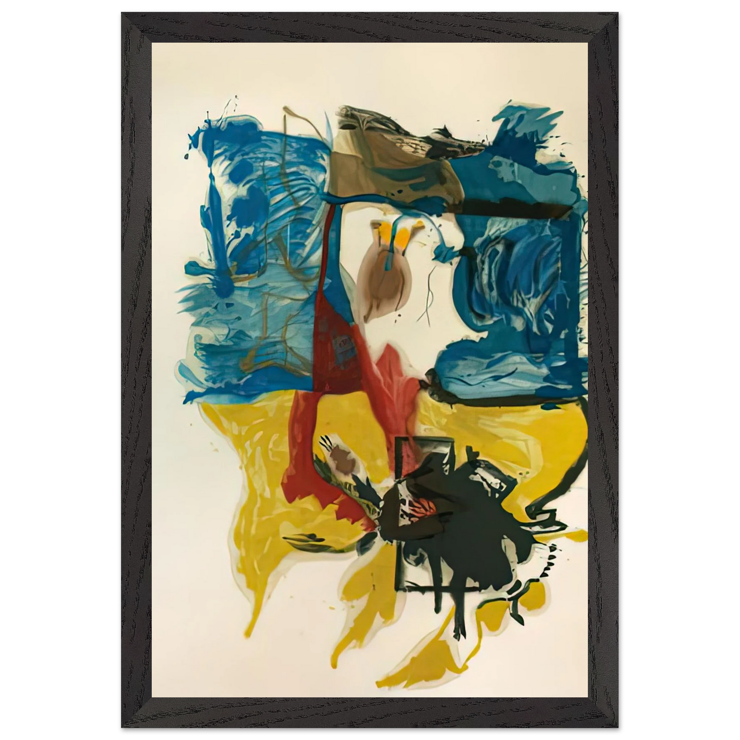 Helen Frankenthaler - Beach Scene, 1961- Wall Art - 21x29.7 cm / 8x12" - Premium Wooden Framed Poster With Fine Art Paper - White frame