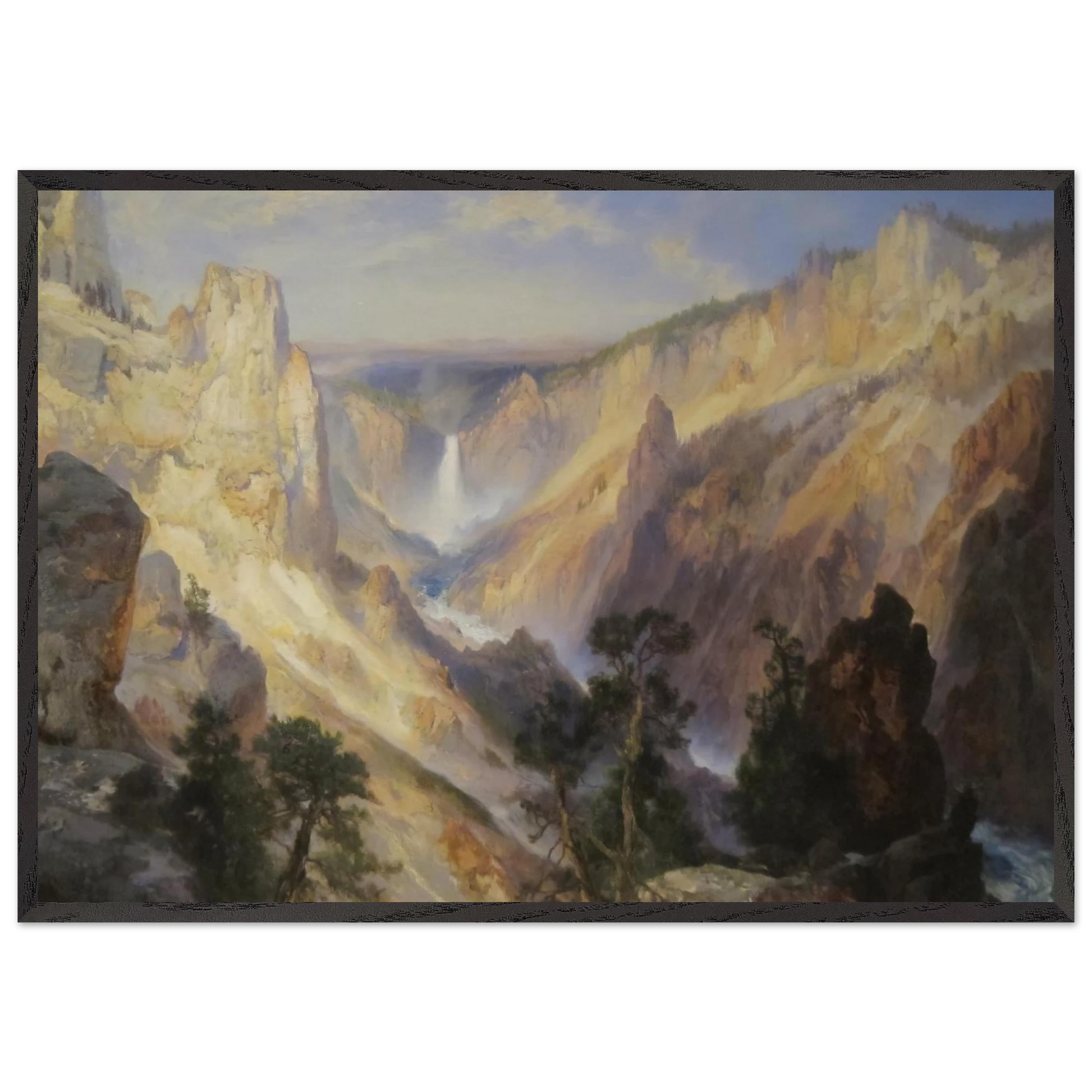 Grand Canyon of the Yellowstone Wyoming - Thomas Moran Framed Art Print – Black Wooden Frame - Default Title - -Framed Art Print