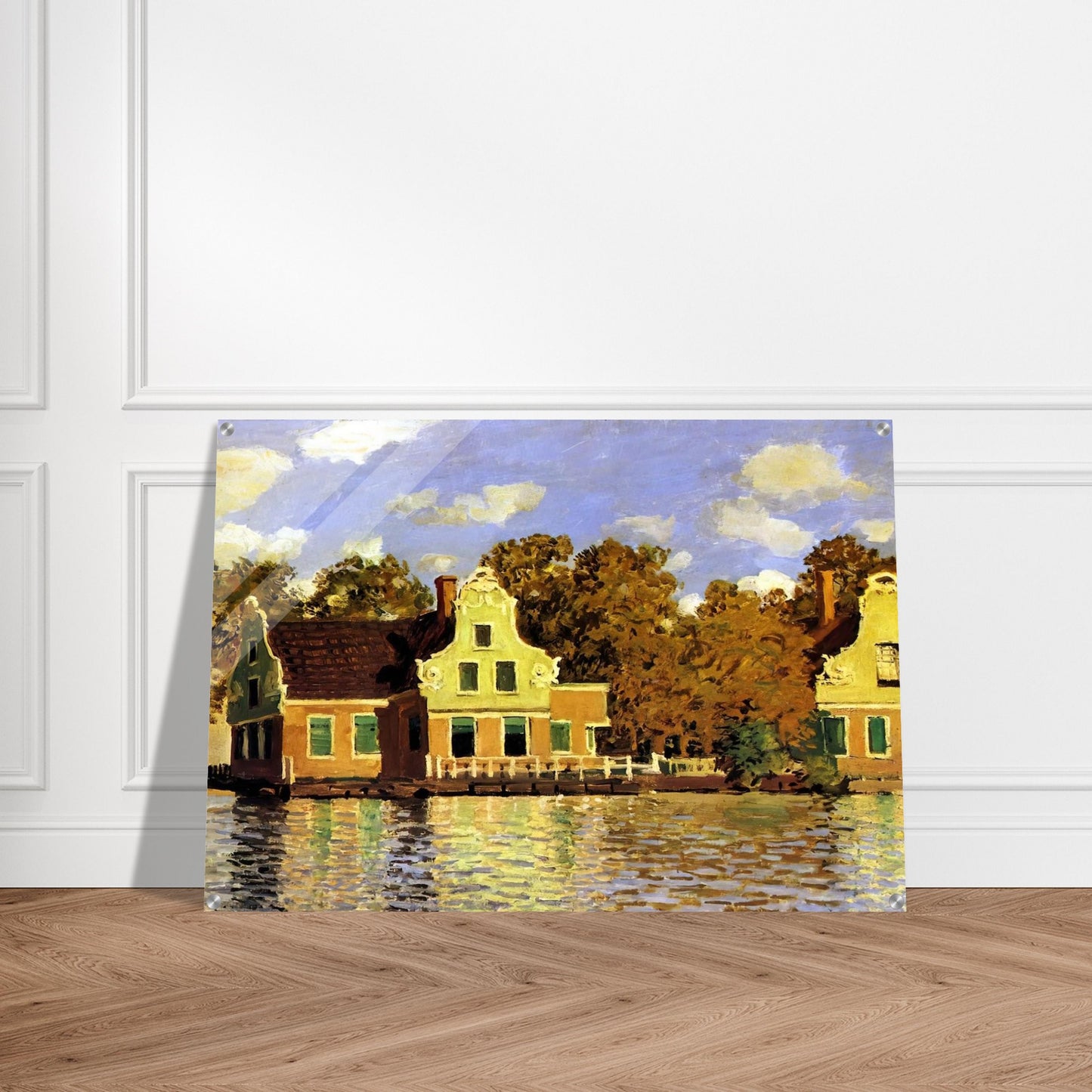 Houses on the Zaan River at Zaandam - claude monet Acrylic Print - 70x100 cm / 28x40″ inches