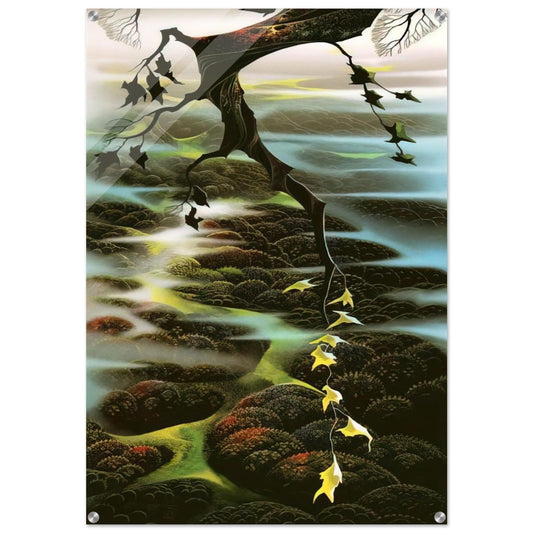 Fog Laced Hills - Eyvind Earle Acrylic Print - 70x100 cm / 28x40″ inches