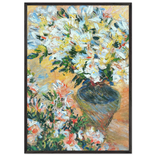 White Azaleas in a Pot - claude monet Framed Art Print – Black Wooden Frame - Default Title - -Framed Art Print