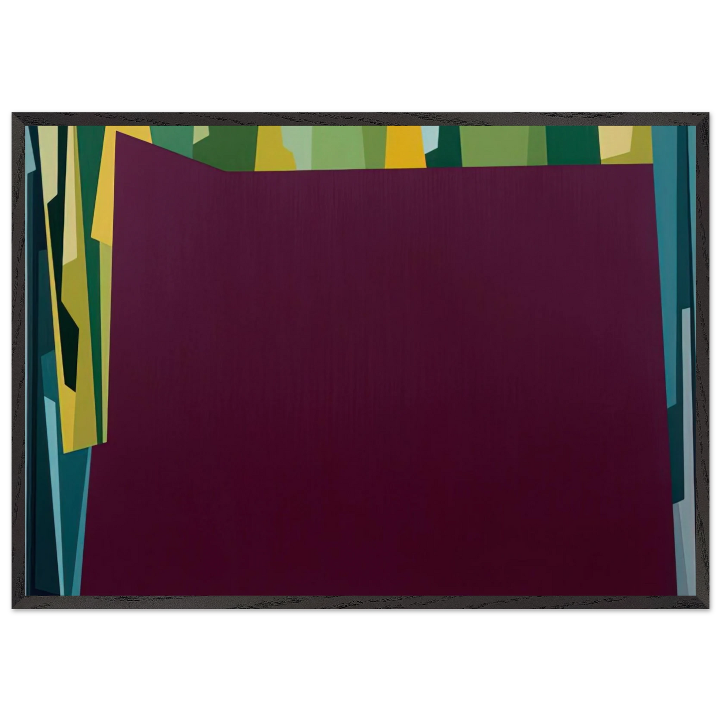 Interlocking Forms Big Magenta With Green - 1959 - Karl Benjamin Framed Art Print – Black Wooden Frame - Default Title - -Framed Art Print