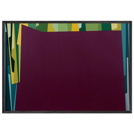 Interlocking Forms Big Magenta With Green - 1959 - Karl Benjamin Framed Art Print – Black Wooden Frame - Default Title - -Framed Art Print