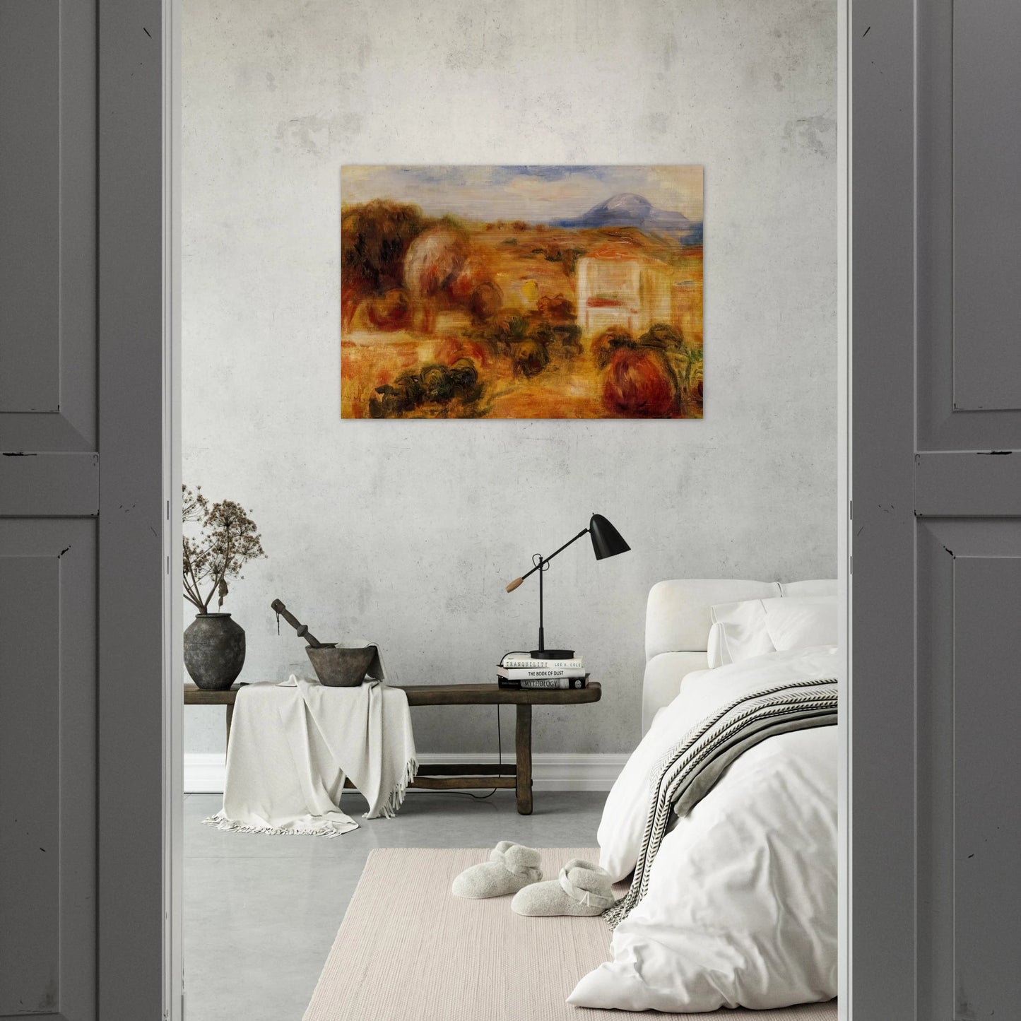 Landscape with White House - Pierre-Auguste Renoir Brushed Aluminum Print - 70x100 cm / 28x40 inches | Pierre-Auguste Renoir Aluminum Print | Pierre-Auguste Renoir Prints