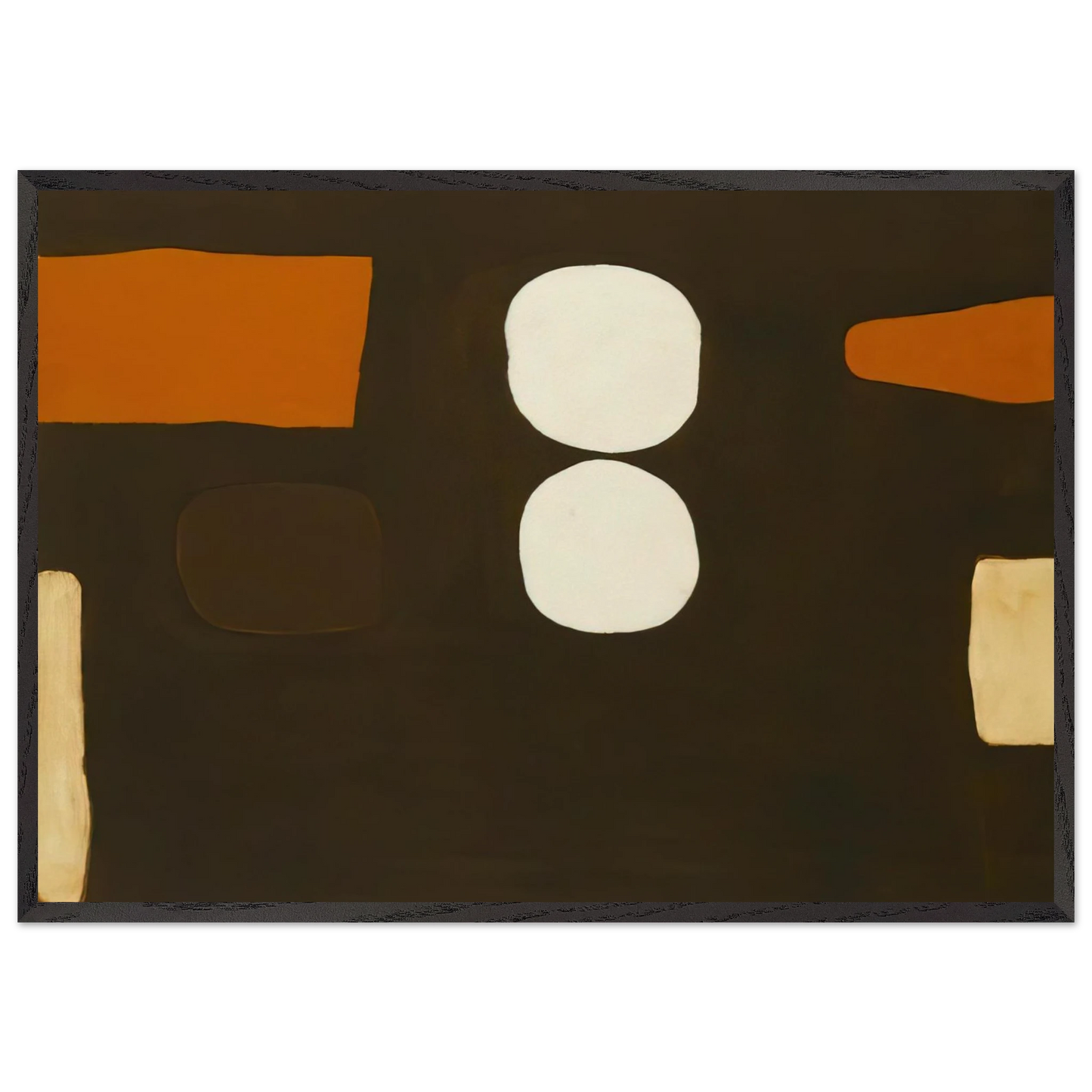Dark Brown Orange and White - 1963 - William Scott Framed Art Print – Black Wooden Frame - Default Title - -Framed Art Print