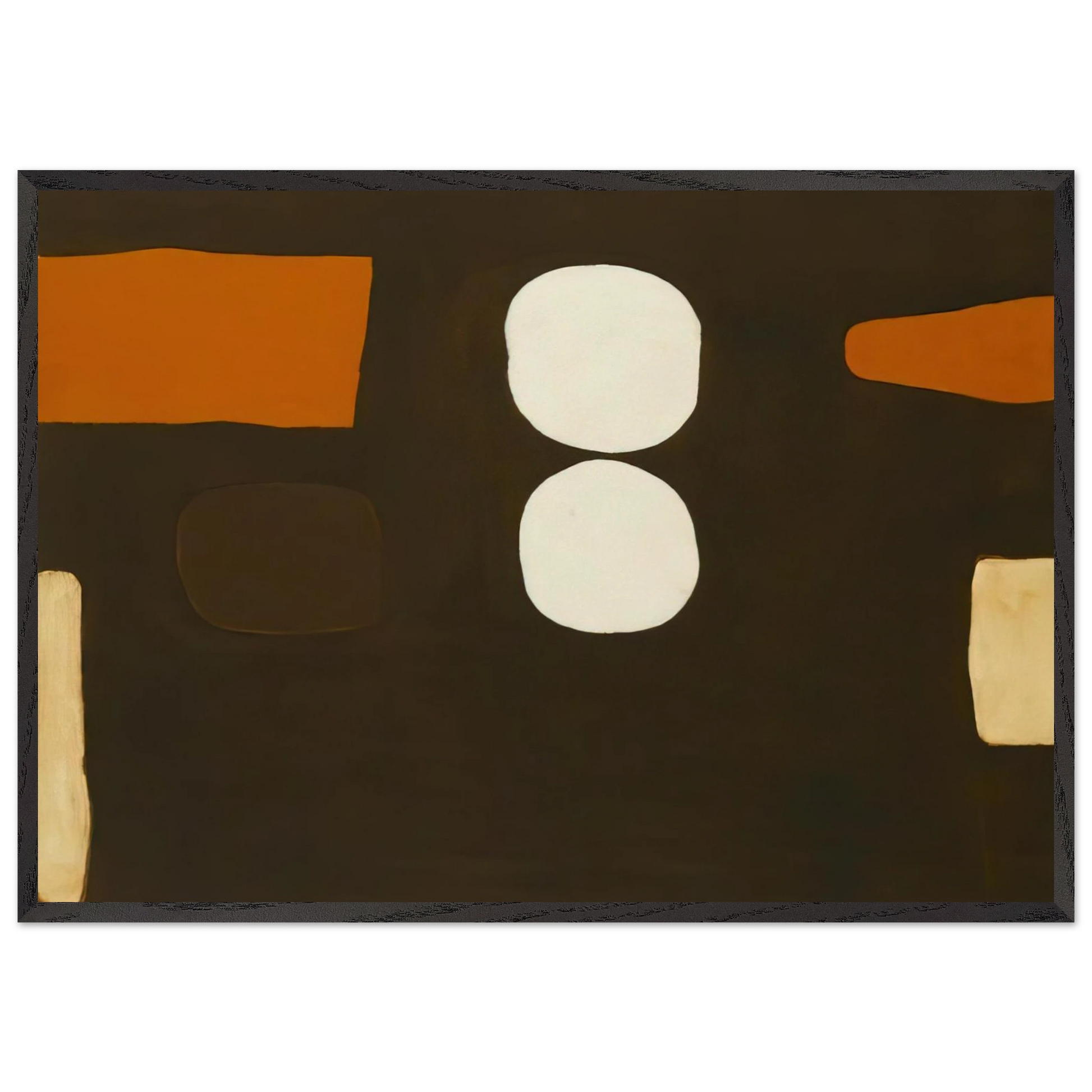 Dark Brown Orange and White - 1963 - William Scott Framed Art Print – Black Wooden Frame - Default Title - -Framed Art Print