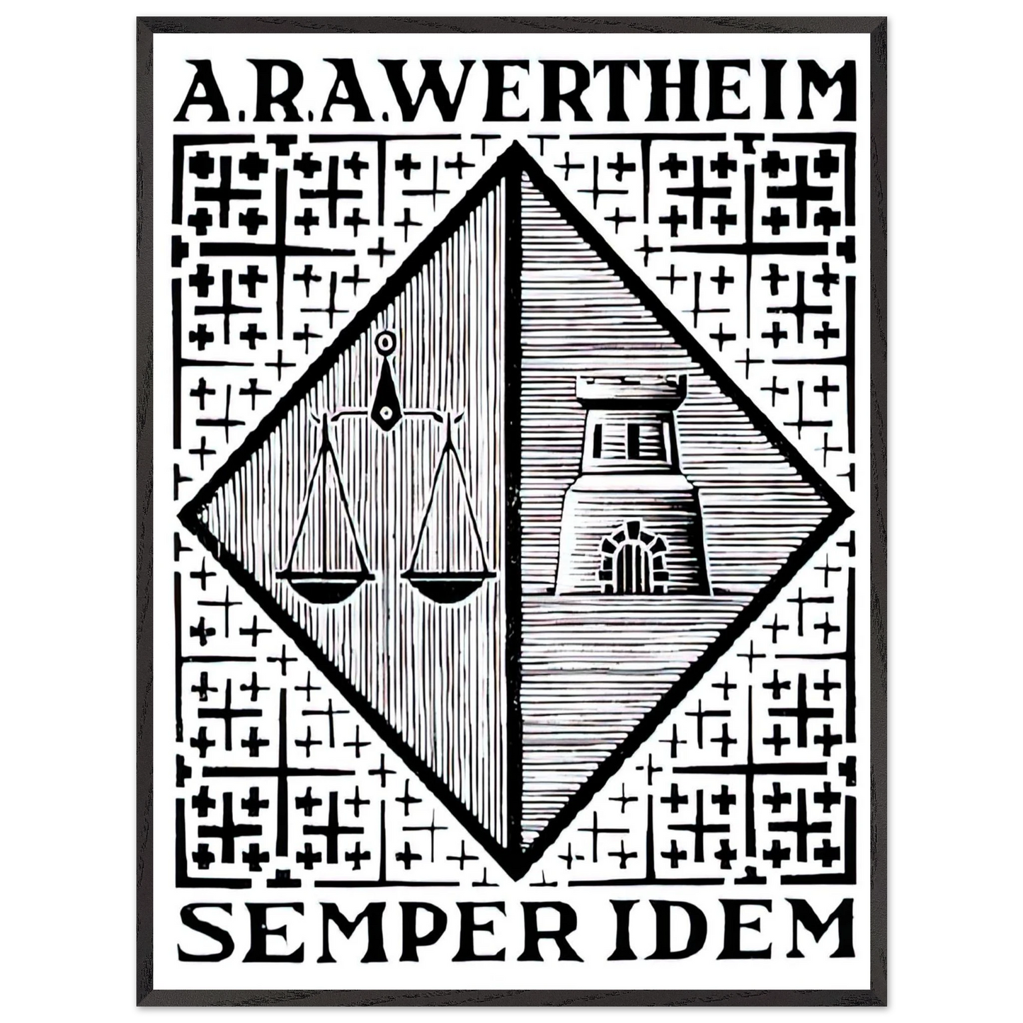 MC Escher - BOOKPLATE A R A WERTHEIM Wall Art - 30x40 cm / 12x16 inches - Premium Wooden Framed Poster With Fine Art Paper - Black frame