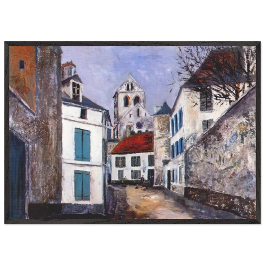 VILLAGE STREET N1 - Maurice Utrillo Framed Art Print – Black Wooden Frame - Default Title - -Framed Art Print