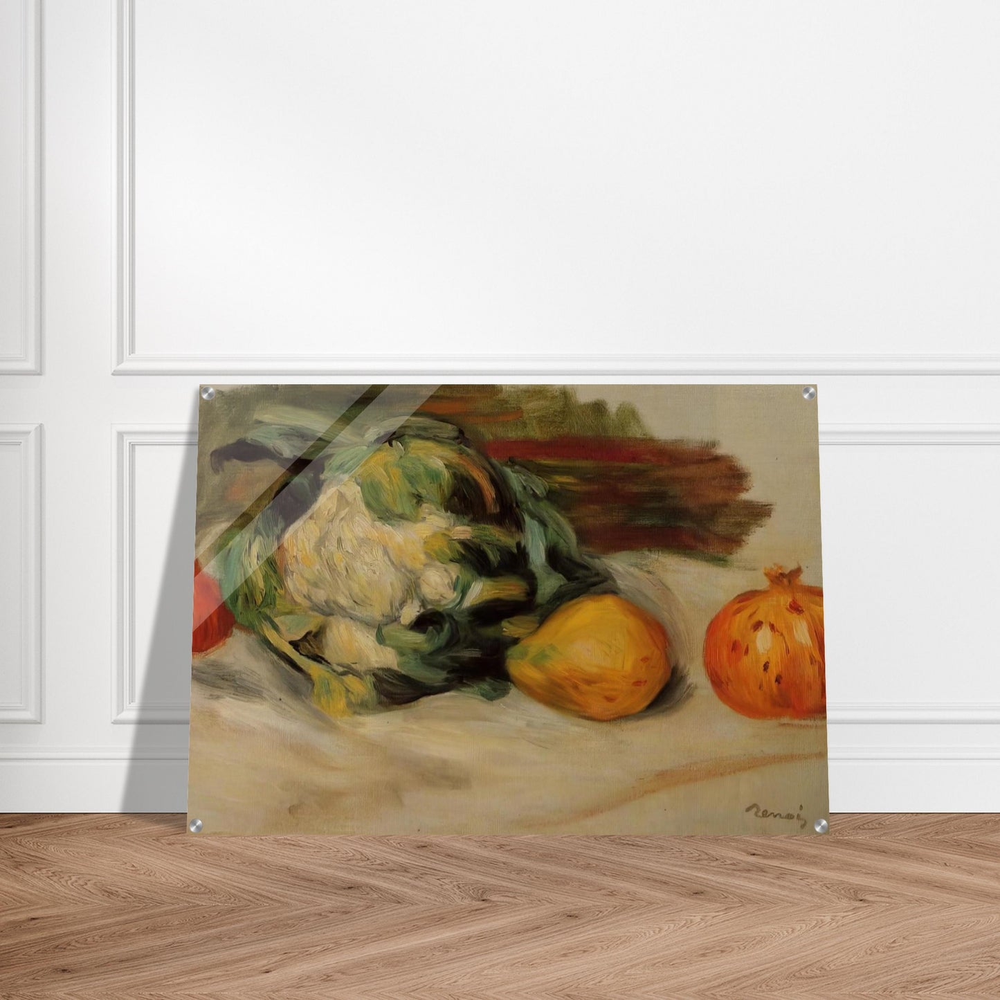 Cauliflower and Pomegranates - Pierre-Auguste Renoir Acrylic Print - 70x100 cm / 28x40″ inches | Pierre-Auguste Renoir Wall Art | Pierre-Auguste Renoir Prints