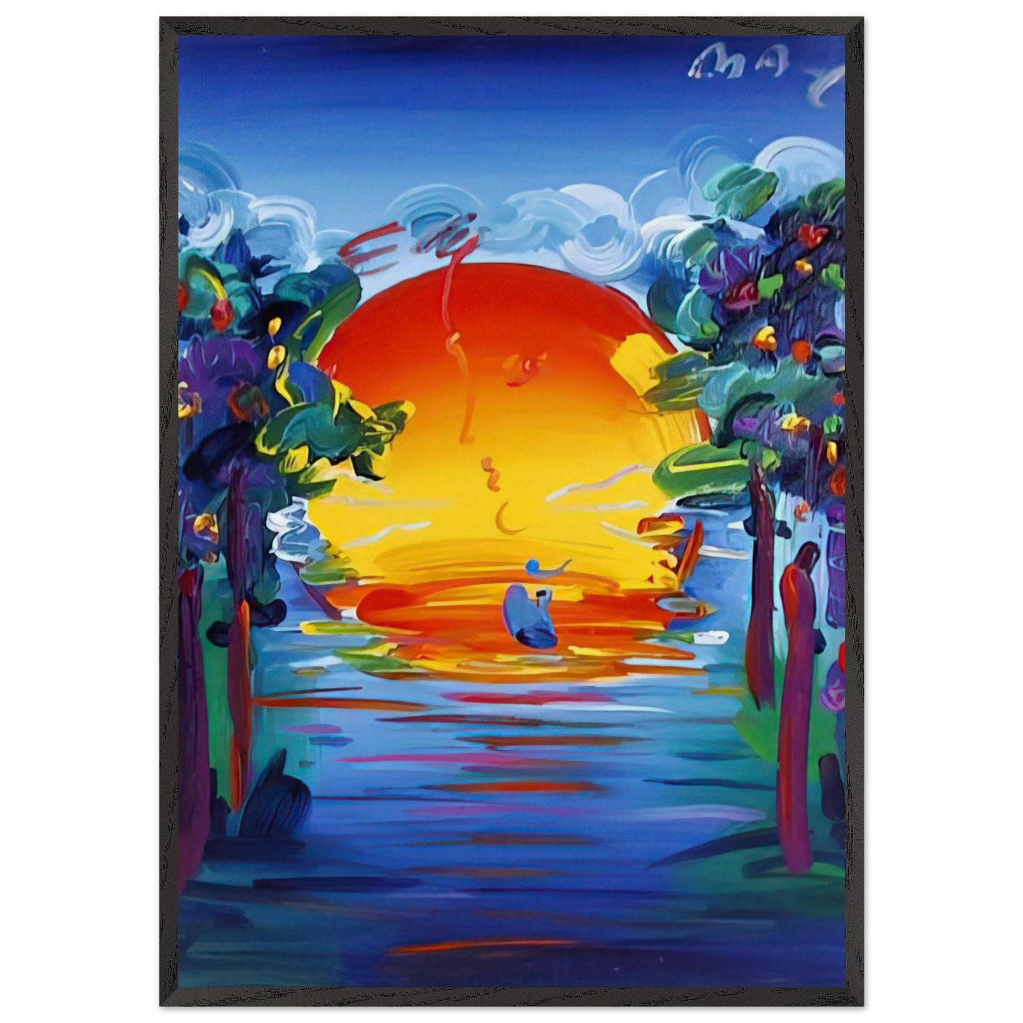 BETTER WORLD 1993 - Peter Max Framed Art Print – Black Wooden Frame - Default Title - -Framed Art Print