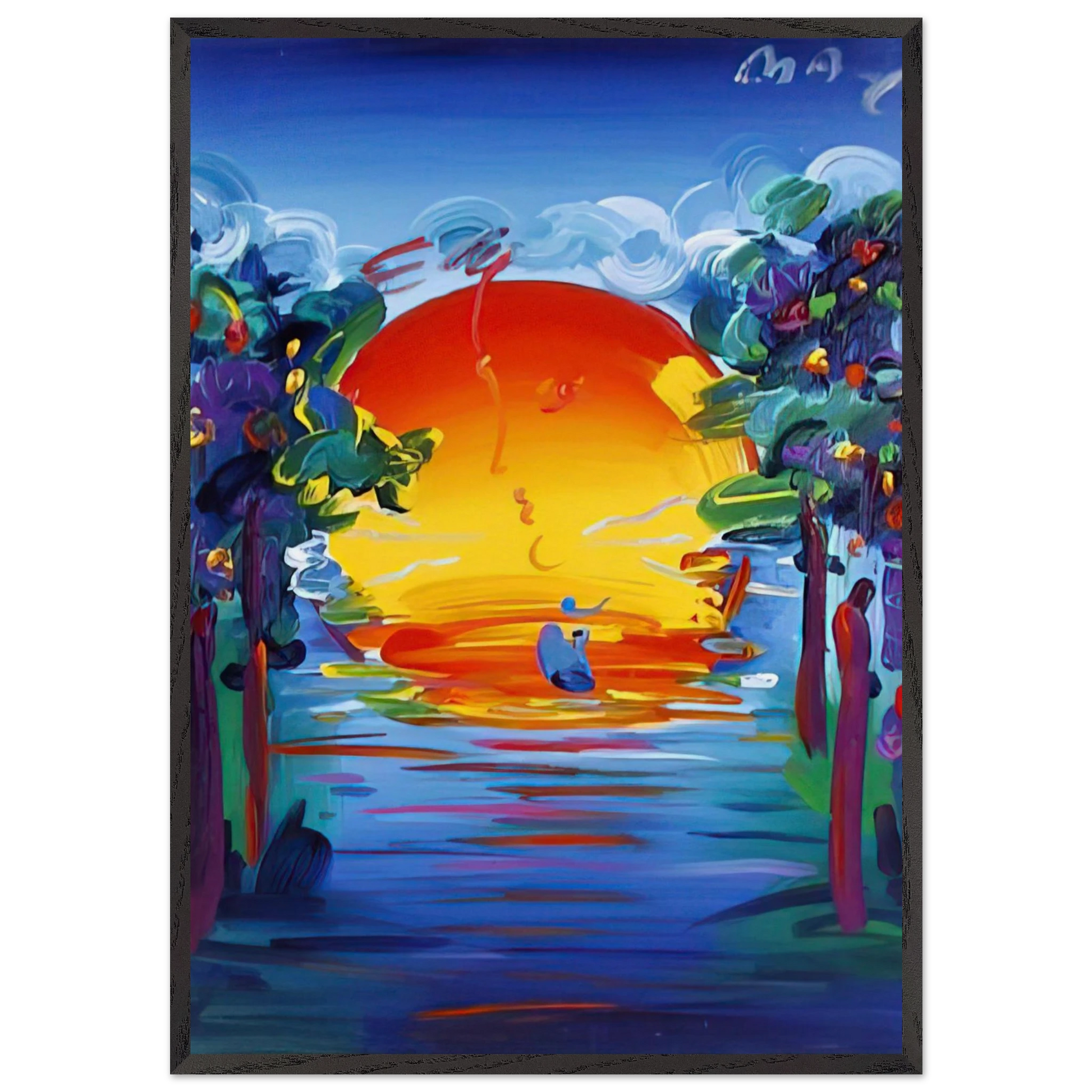 BETTER WORLD 1993 - Peter Max Framed Art Print – Black Wooden Frame - Default Title - -Framed Art Print