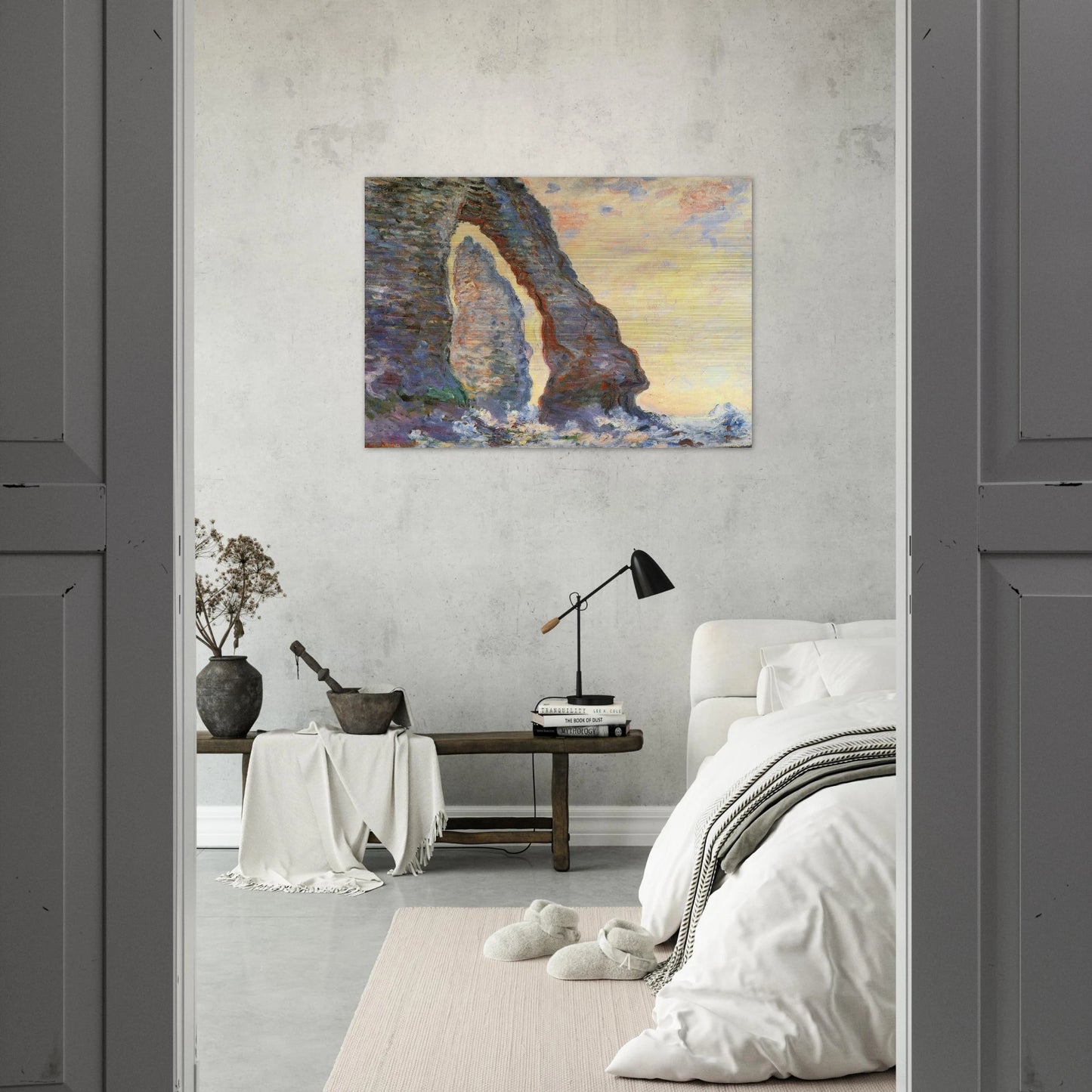 The Rock Needle Seen through the Porte d'Aval - claude monet Brushed Aluminum Print - 70x100 cm / 28x40 inches | claude monet Aluminum Print | claude monet Prints