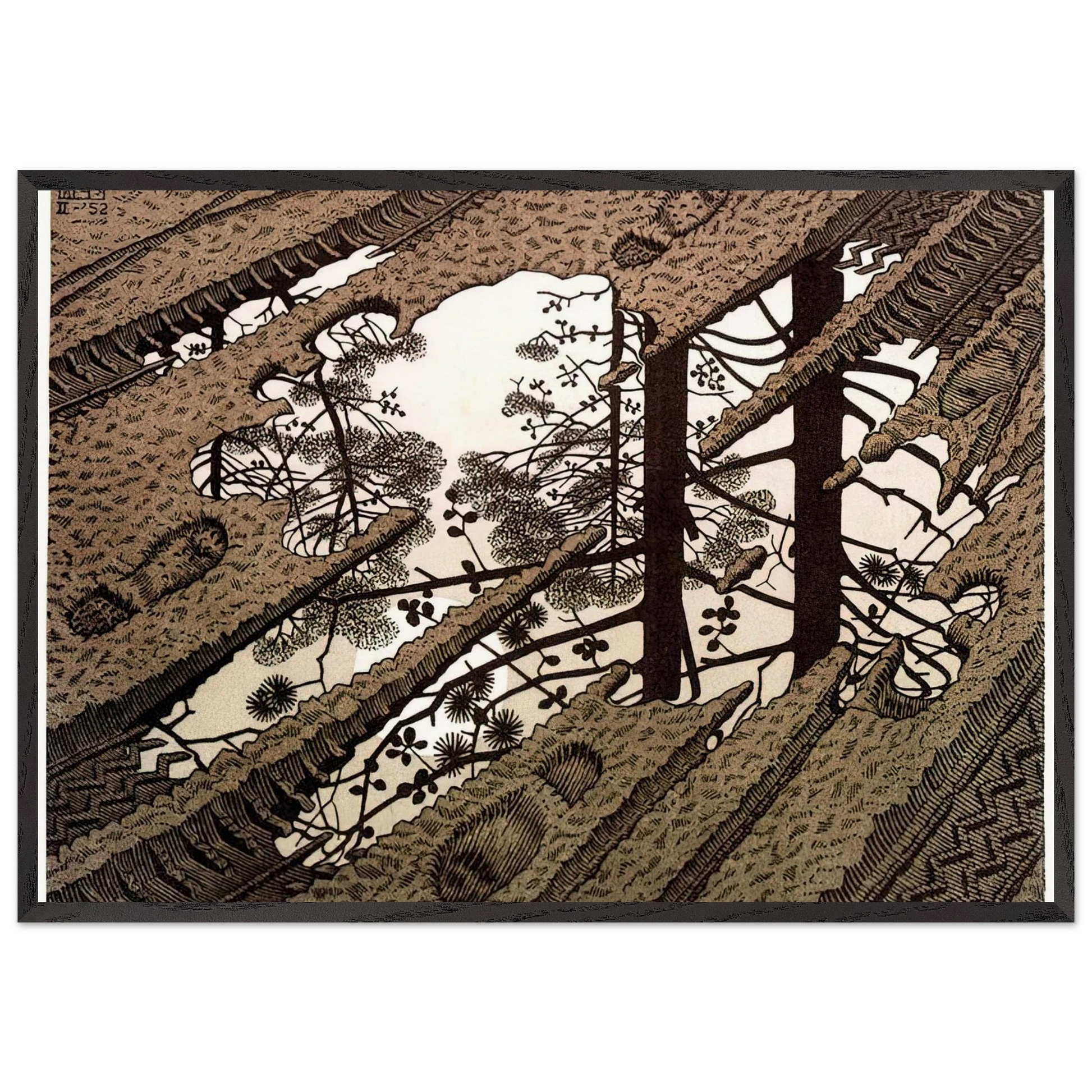 PUDDLE - MC Escher Framed Art Print – Black Wooden Frame - Default Title - -Framed Art Print