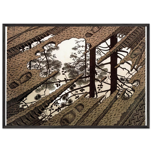 PUDDLE - MC Escher Framed Art Print – Black Wooden Frame - Default Title - -Framed Art Print