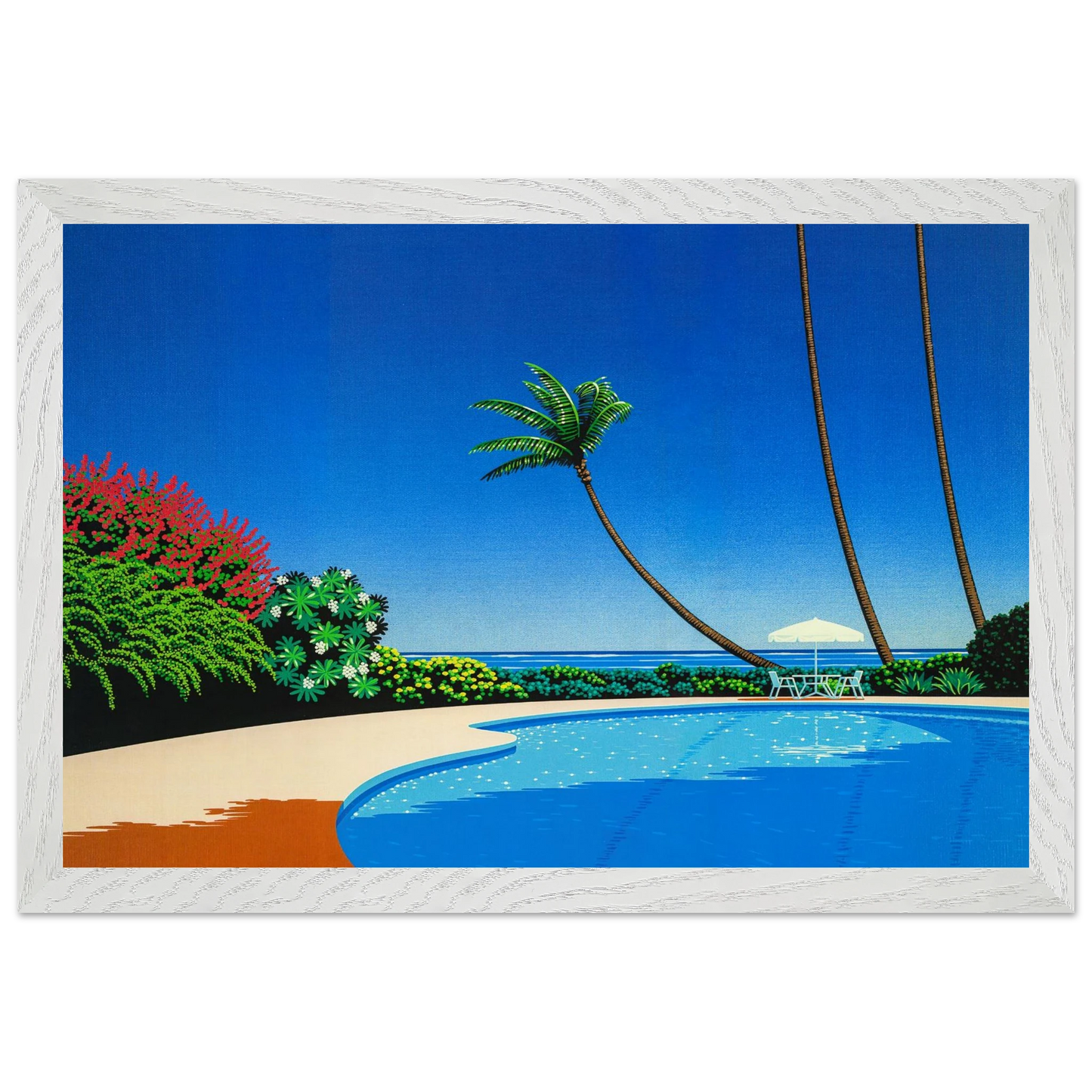 Hiroshi Nagai - Shade of Palm Grove II Wall Art - 30x40 cm / 12x16 inches - Premium Wooden Framed Poster With Fine Art Paper - Black frame