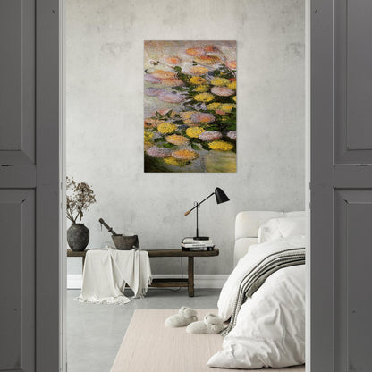 Vase of Dahlias - claude monet Brushed Aluminum Print - 70x100 cm / 28x40 inches | claude monet Aluminum Print | claude monet Prints