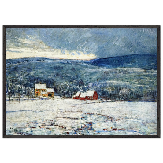 Winter in the Connecticut Hills - Childe Hassam Framed Art Print – Black Wooden Frame - Default Title - -Framed Art Print