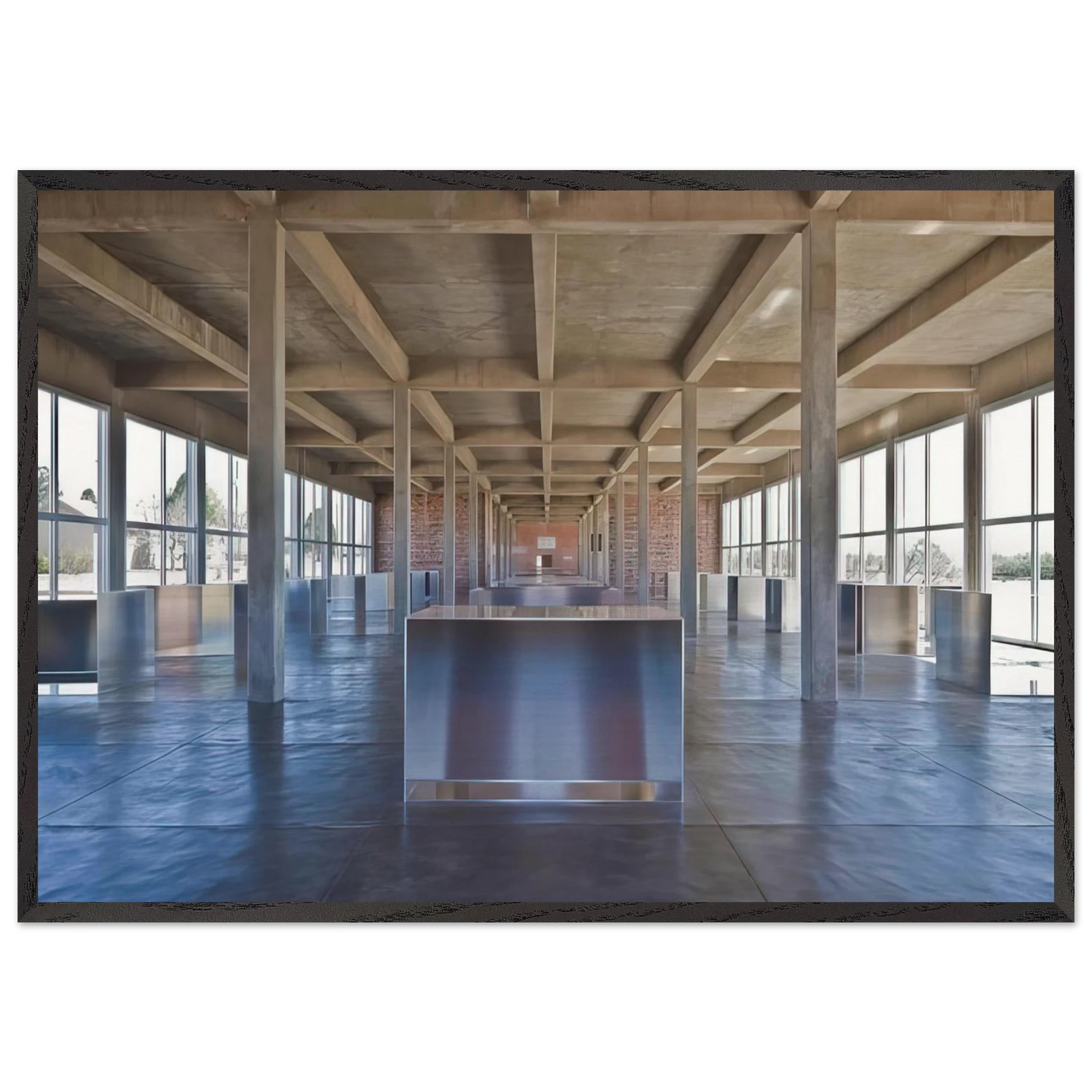 Untitled 100 Untitled Works in Mill Aluminium - 1986 - Donald Judd Framed Art Print – Black Wooden Frame - Default Title - -Framed Art Print