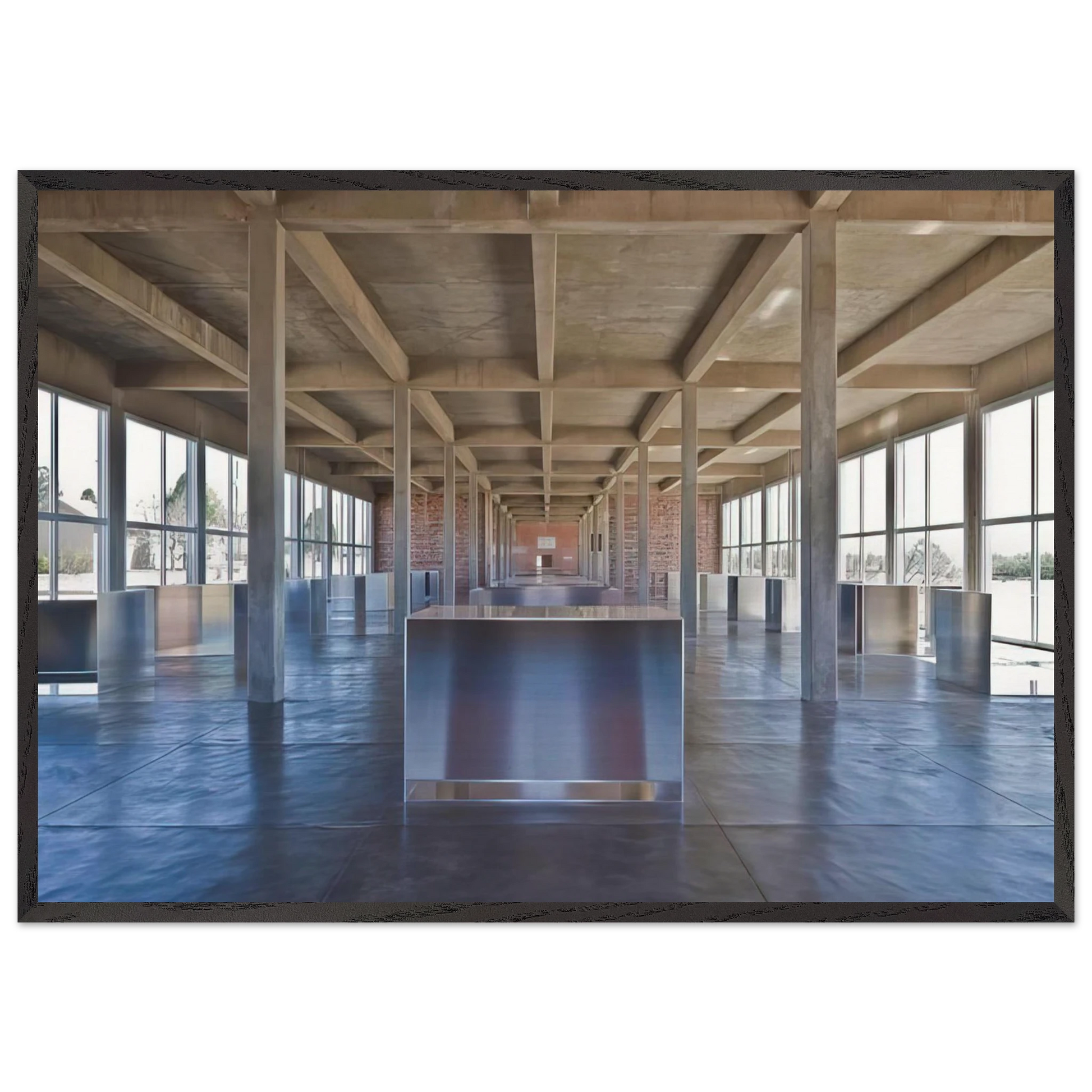 Untitled 100 Untitled Works in Mill Aluminium - 1986 - Donald Judd Framed Art Print – Black Wooden Frame - Default Title - -Framed Art Print