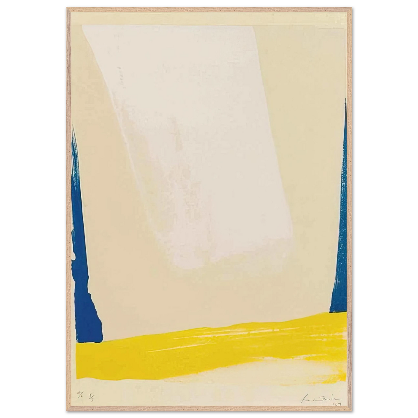 Helen Frankenthaler - White Portal - 1967 Wall art - 28x43  cm / XL (11x17 inches) - Premium Wooden Framed Poster With Fine Art Paper - Wood frame