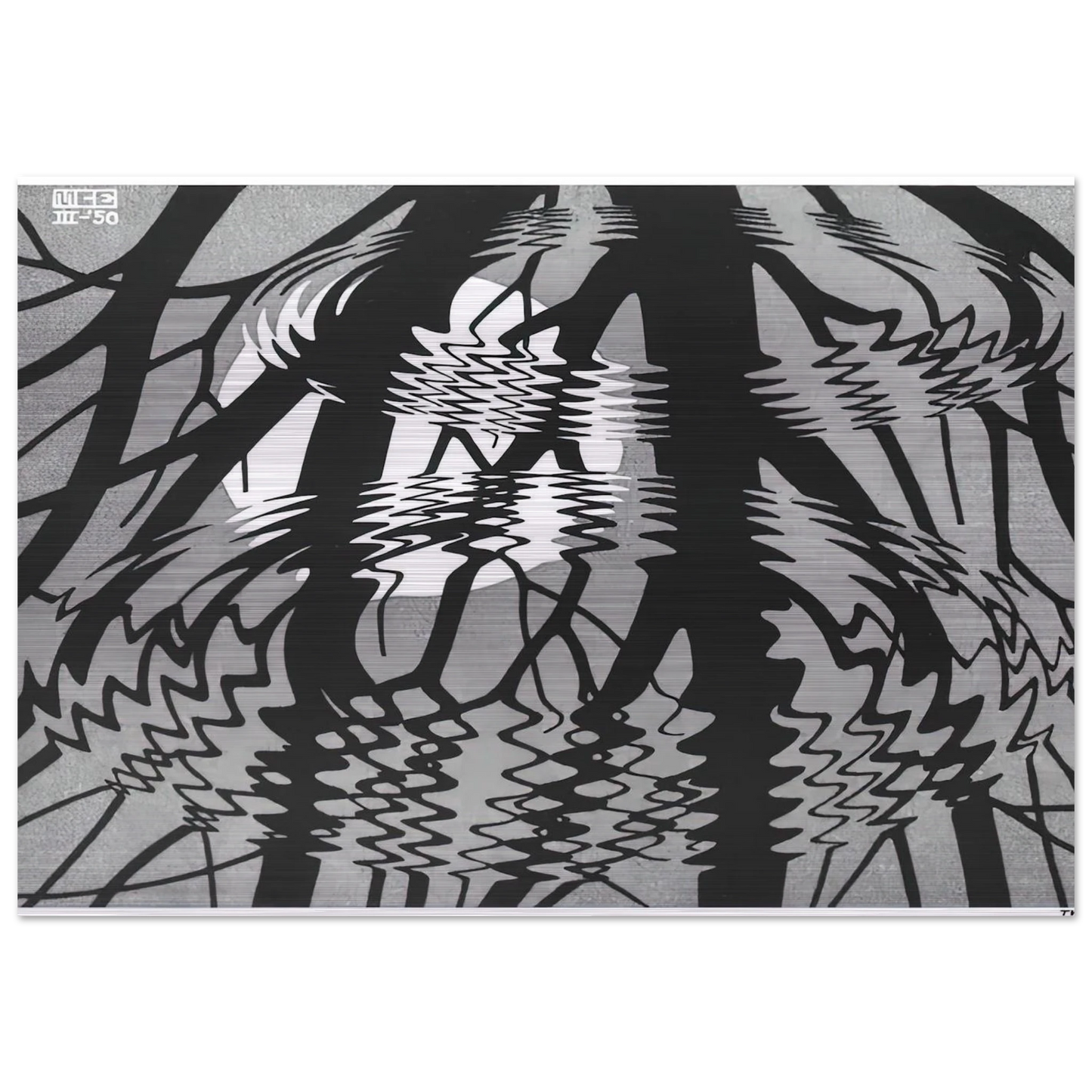 RIPPLED SURFACE - MC Escher Brushed Aluminum Print - 70x100 cm / 28x40 inches | MC Escher Aluminum Print | MC Escher Prints