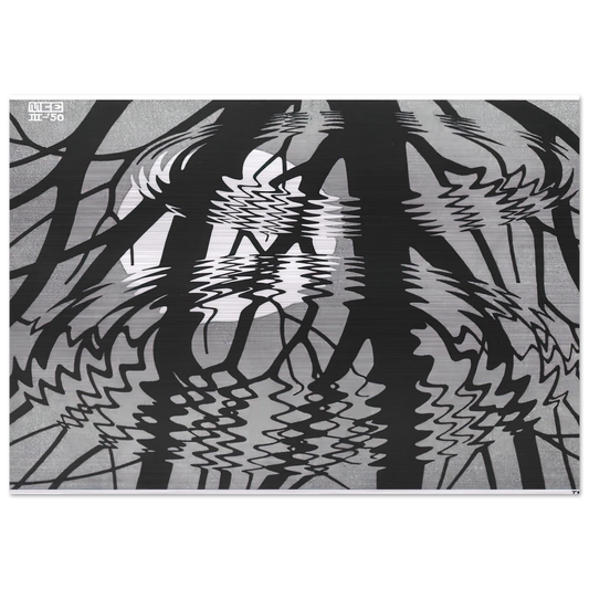 RIPPLED SURFACE - MC Escher Brushed Aluminum Print - 70x100 cm / 28x40 inches | MC Escher Aluminum Print | MC Escher Prints