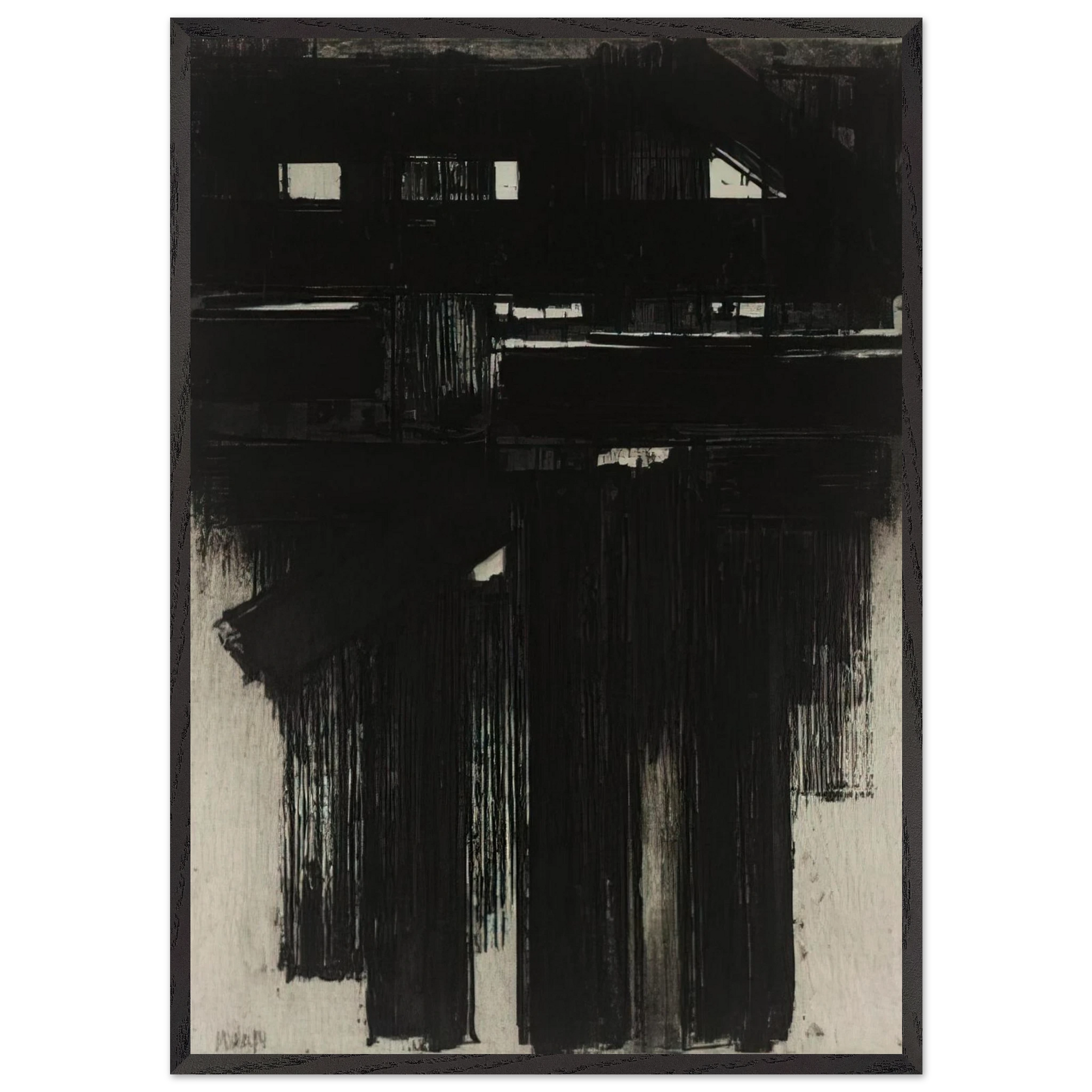 Untitled Intaglio - 1956 - Pierre Soulages Framed Art Print – Black Wooden Frame - Default Title - -Framed Art Print