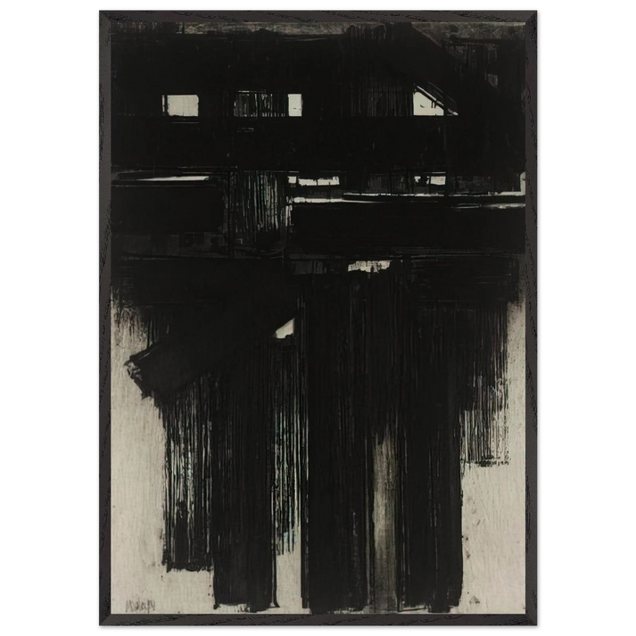 Untitled Intaglio - 1956 - Pierre Soulages 70x100 cm / 28x40 inches Framed Art Print – Black Wooden Frame