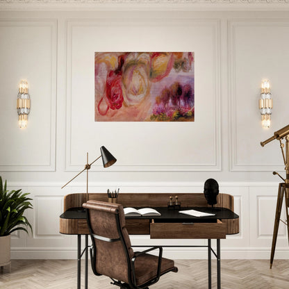 Roses with a Landscape - Pierre-Auguste Renoir Brushed Aluminum Print - 70x100 cm / 28x40 inches | Pierre-Auguste Renoir Aluminum Print | Pierre-Auguste Renoir Prints