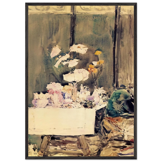 A Favorite Corner - Childe Hassam Framed Art Print – Black Wooden Frame - Default Title - -Framed Art Print