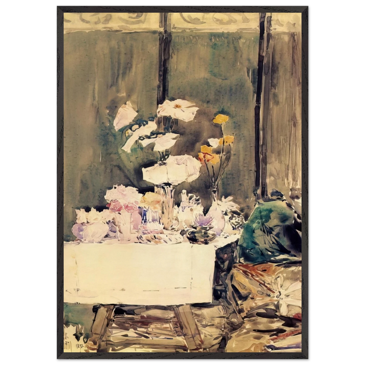 A Favorite Corner - Childe Hassam 70x100 cm / 28x40 inches Framed Art Print – Black Wooden Frame