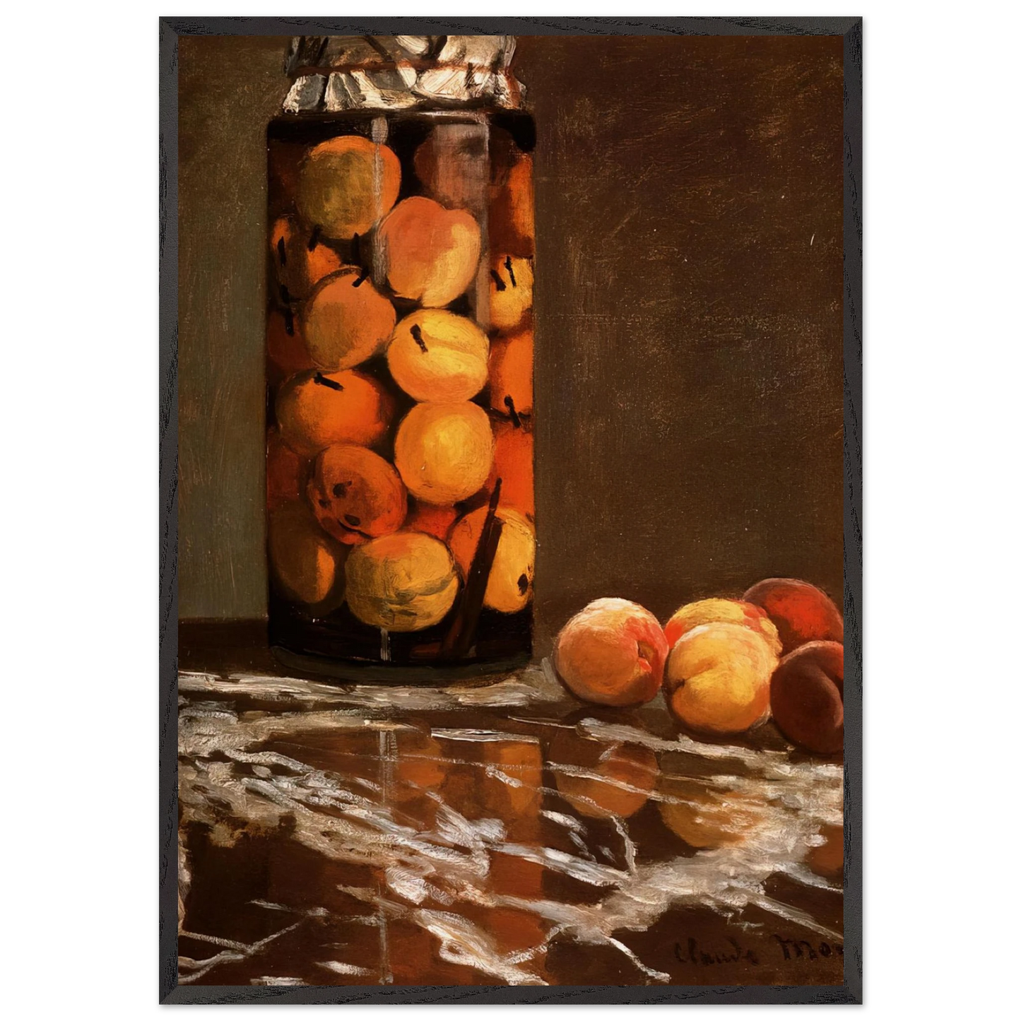 Jar Of Peaches - claude monet Framed Art Print – Black Wooden Frame - Default Title - -Framed Art Print