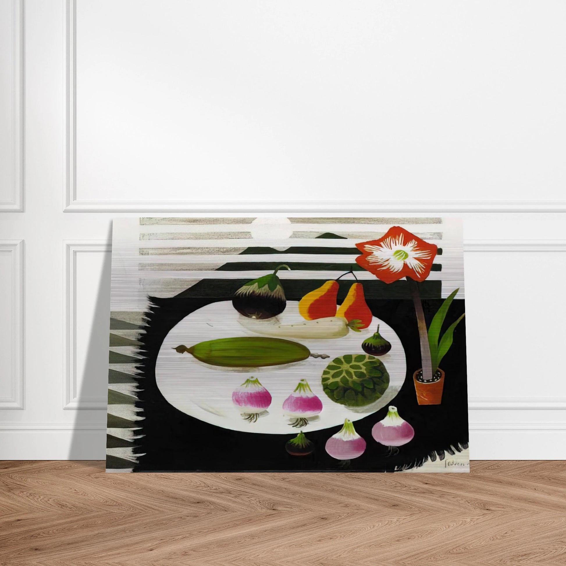 Still life with pears and onions - 1992 - Mary Fedden Brushed Aluminum Print - 70x100 cm / 28x40 inches | Mary Fedden Aluminum Print | Mary Fedden Prints