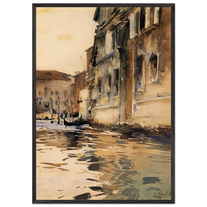 Venetian Canal Palazzo Corner - John Singer Sargent 70x100 cm / 28x40 inches Framed Art Print – Black Wooden Frame